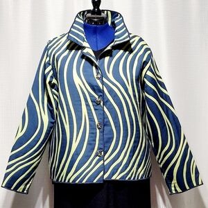 Winding Rivers Reversible Quilted Blue & Green Wave Design (XL) Made in U.S.A.